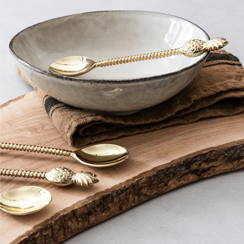 Iron Pineapple Spoon | Polished Brass 17cm