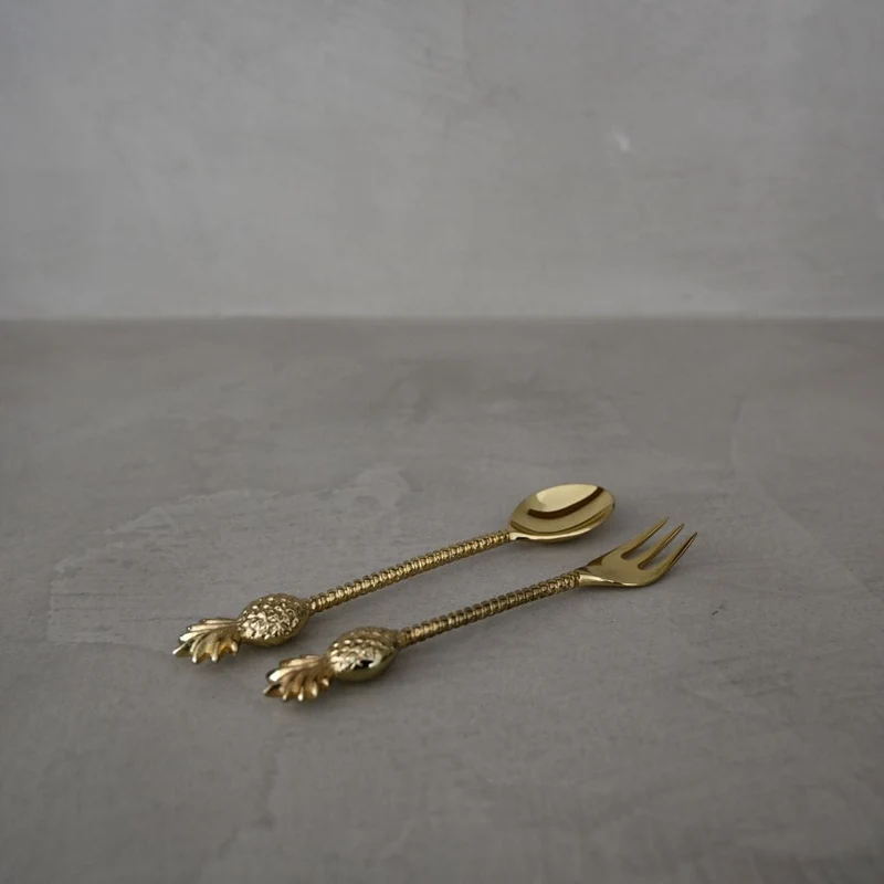 Iron Pineapple Fork | Polished Brass 17cm