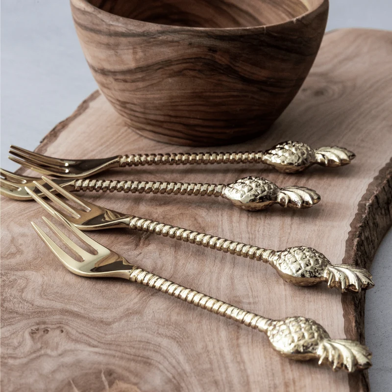 Iron Pineapple Fork | Polished Brass 17cm