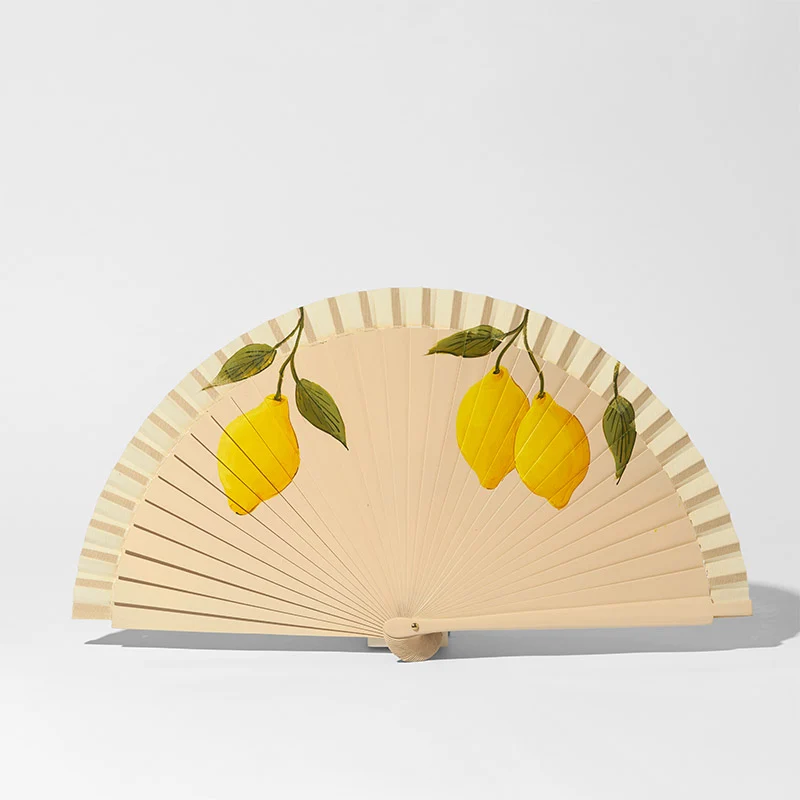 Éventail avec Citrons peints à la main