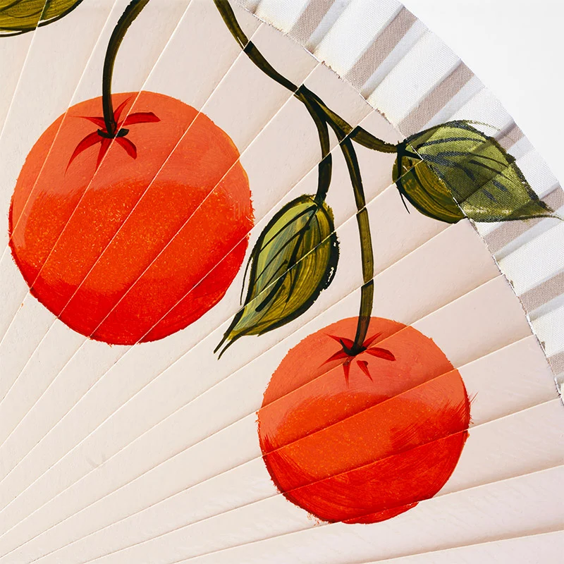 Éventail avec Oranges peintes à la main