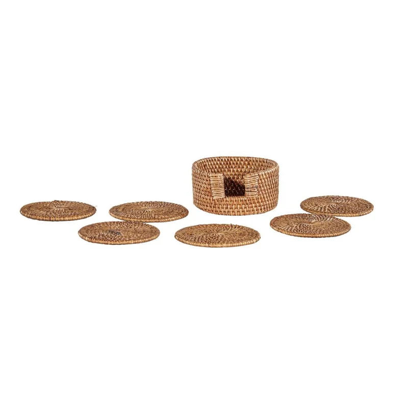 Set of 6 Organic Rattan Coasters
