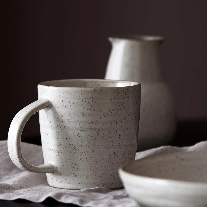 Pion Stoneware Mug | White/Grey 9x9cm