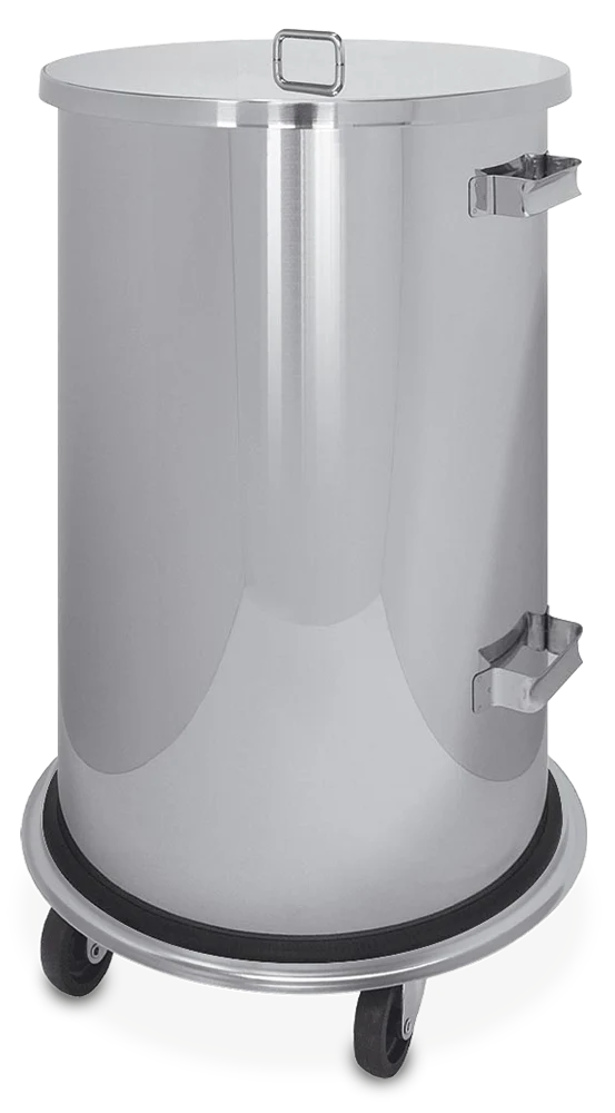 Poubelle inox avec couvercle et roulettes 70 lt