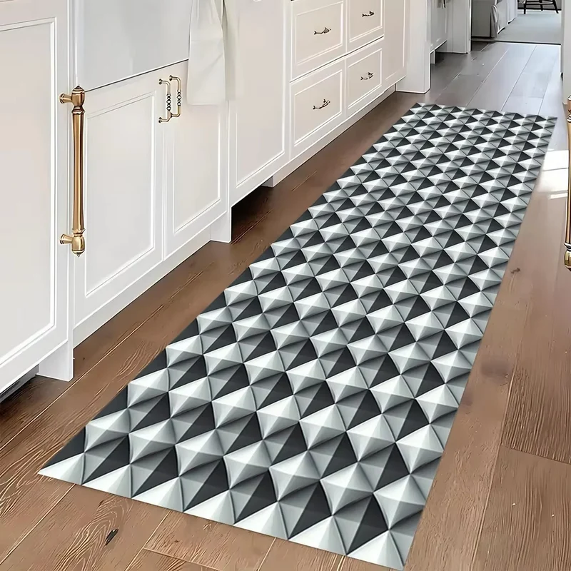 Tapis de Couloir Géométrique Antidérapant pour Cuisine et Chambre