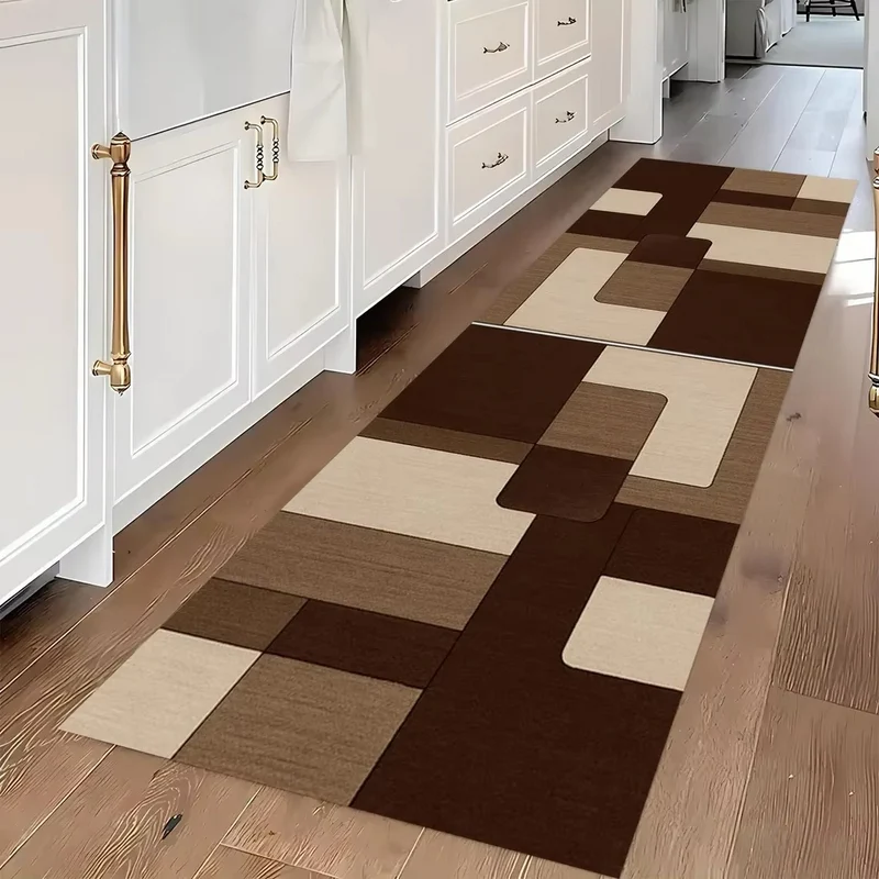 Tapis de Couloir Géométrique Antidérapant pour Cuisine et Chambre
