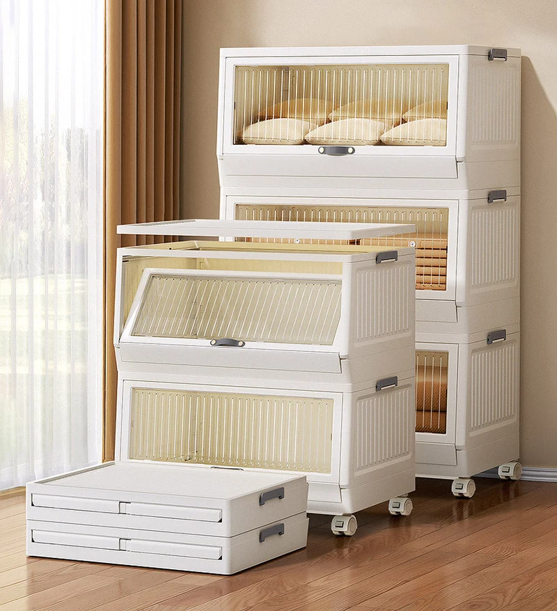 Joybos® Bacs de Rangement Multifonctionnels à Couvercle Rabattable avec Roues F228