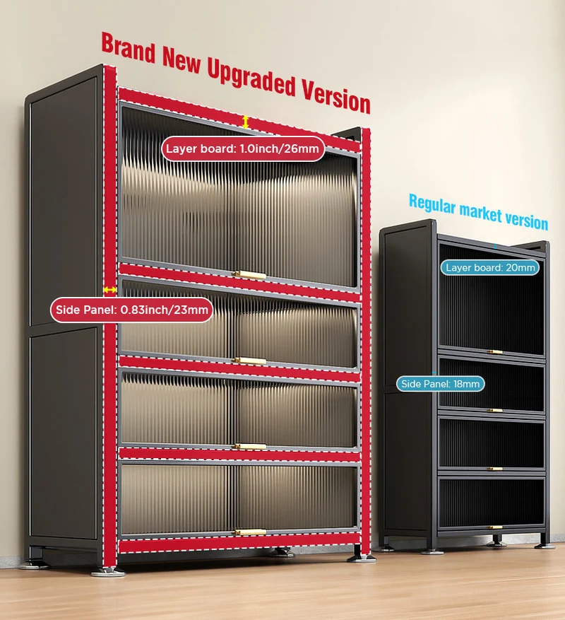 Joybos® Grand placard de cuisine métallique extensible avec rehausse supérieure F254