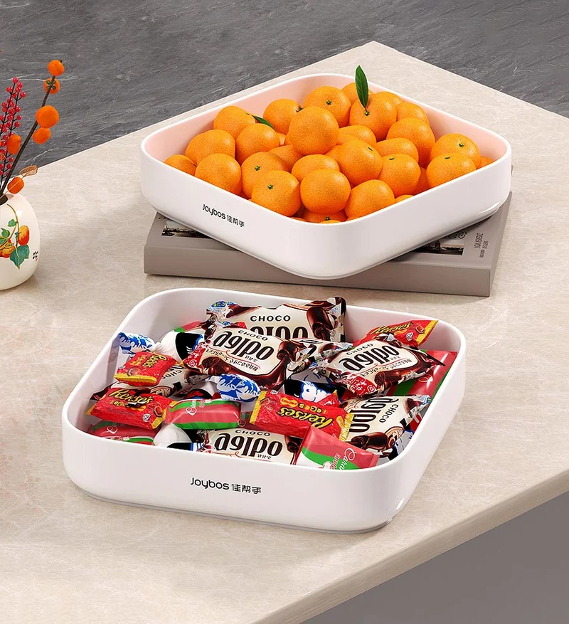 Joybos® Plateau de Collation en Plastique Rectangulaire Rond Z69