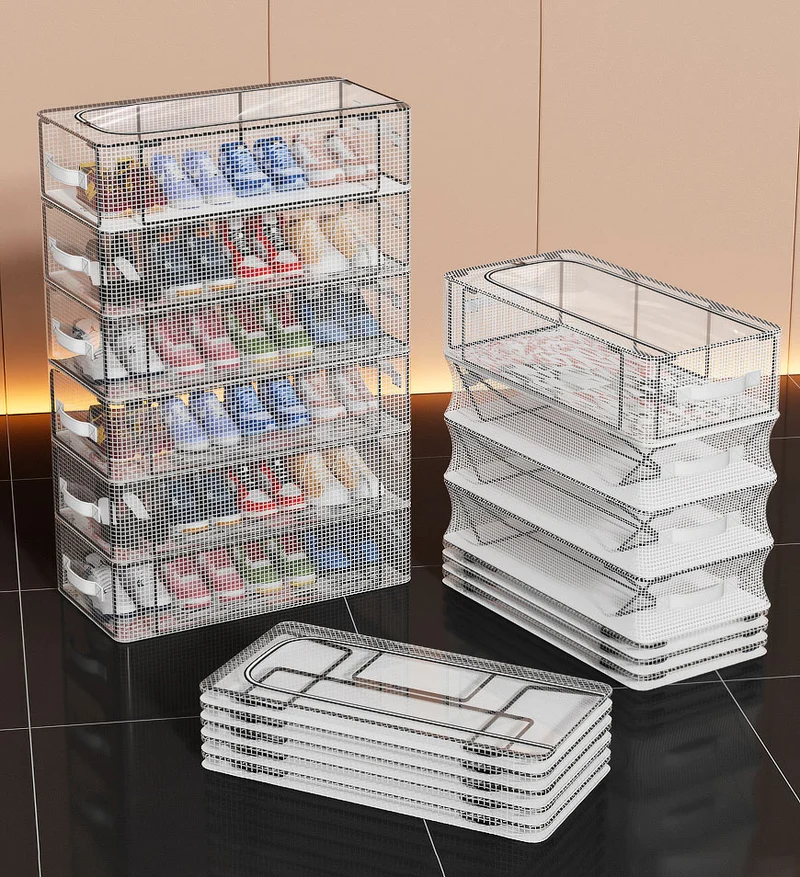 Joybos® Boîte de rangement à chaussures transparente et anti-poussière pliable de grande capacité F248