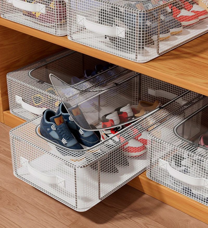 Joybos® Boîte de rangement à chaussures transparente et anti-poussière pliable de grande capacité F248