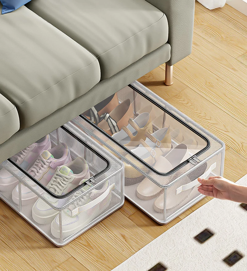 Joybos® Boîte de rangement à chaussures transparente et anti-poussière pliable de grande capacité F248