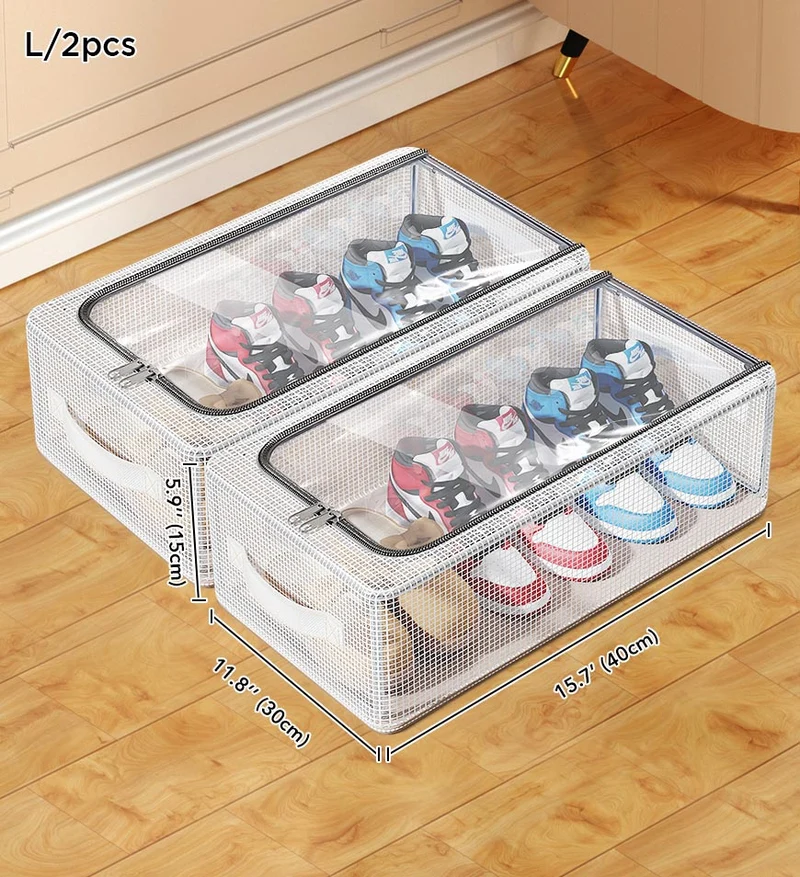 Joybos® Boîte de rangement à chaussures transparente et anti-poussière pliable de grande capacité F248