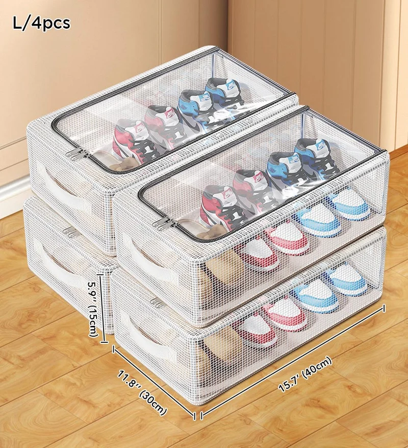 Joybos® Boîte de rangement à chaussures transparente et anti-poussière pliable de grande capacité F248