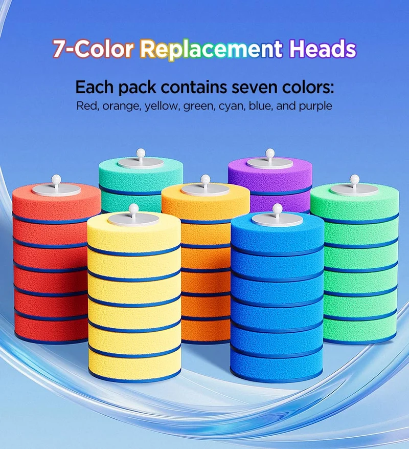 Joybos® Recharges de brosses de toilette arc-en-ciel, 7 couleurs, têtes de nettoyage jetables Z210