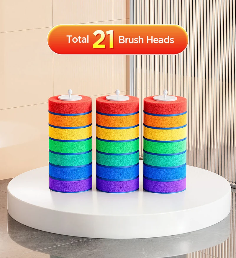 Joybos® Recharges de brosses de toilette arc-en-ciel, 7 couleurs, têtes de nettoyage jetables Z210
