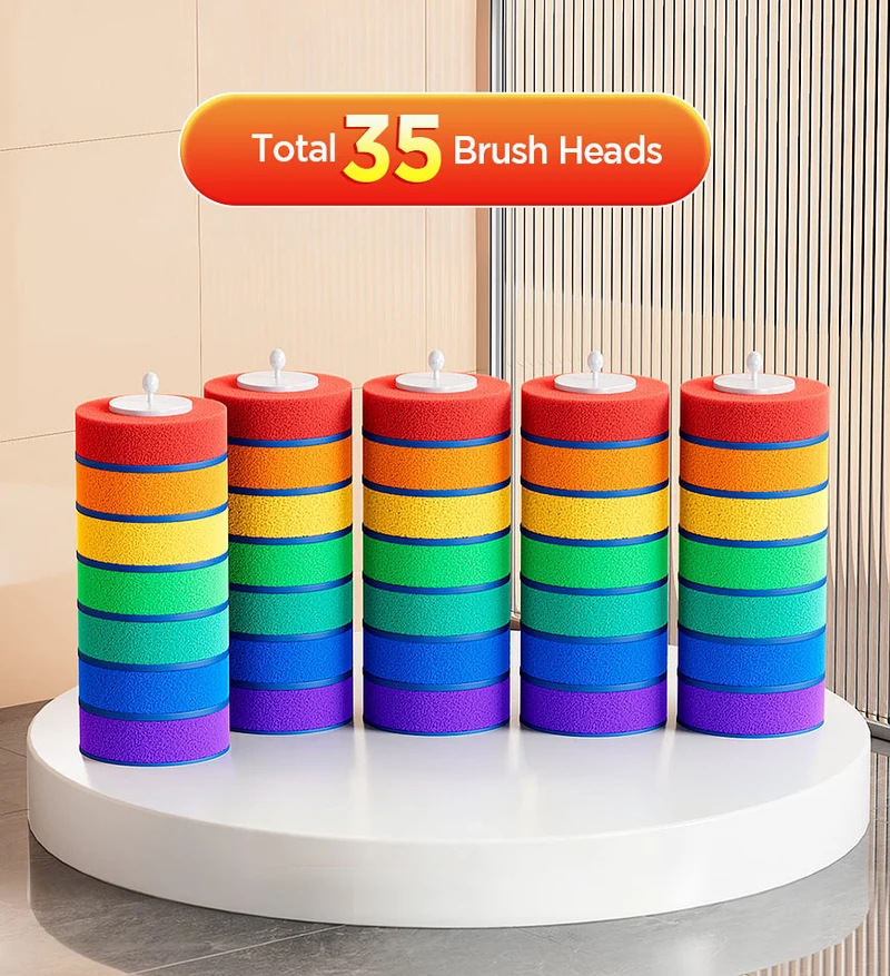 Joybos® Recharges de brosses de toilette arc-en-ciel, 7 couleurs, têtes de nettoyage jetables Z210