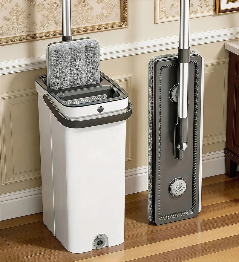 Joybos® Ensemble balai-serpillère et seau avec essoreur, incluant 4 têtes en microfibre lavables — Modèle Z208