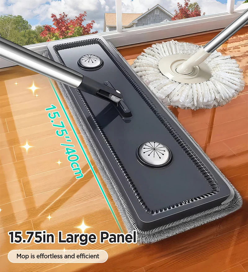 Joybos® Ensemble balai-serpillère et seau avec essoreur, incluant 4 têtes en microfibre lavables — Modèle Z208
