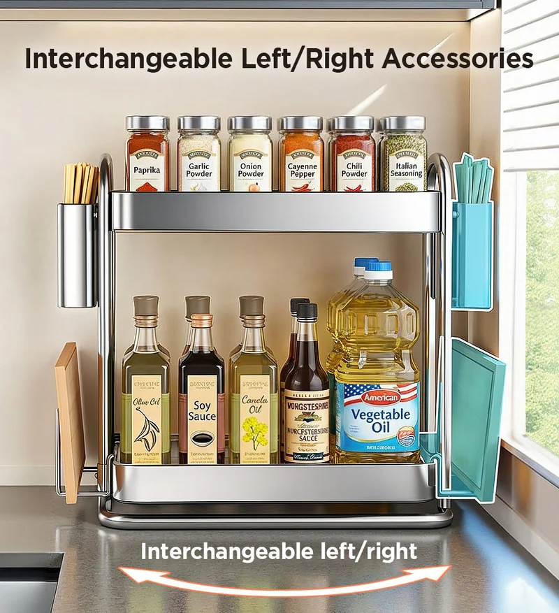Joybos® Porte-épices de cuisine en acier inoxydable – Étagère de cuisine au design compact et gain de place – Idéal pour les petites cuisines F271