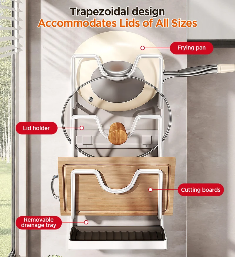 Joybos® Range-couvercles mural sans perçage avec égouttoir F272