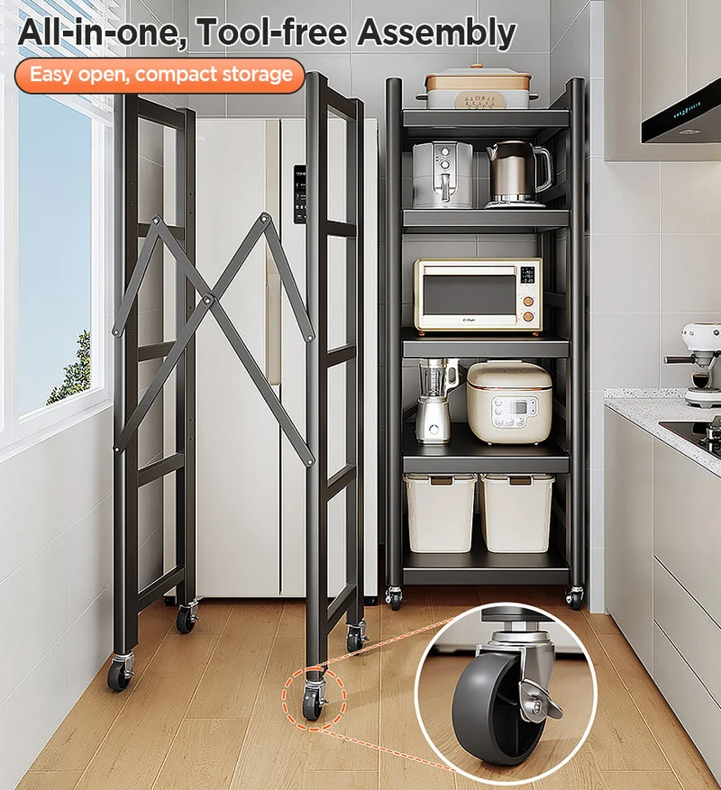 Joybos® Étagère de rangement étroite pour cuisine, support multi-niveaux pour micro-ondes, robuste et pliable F273