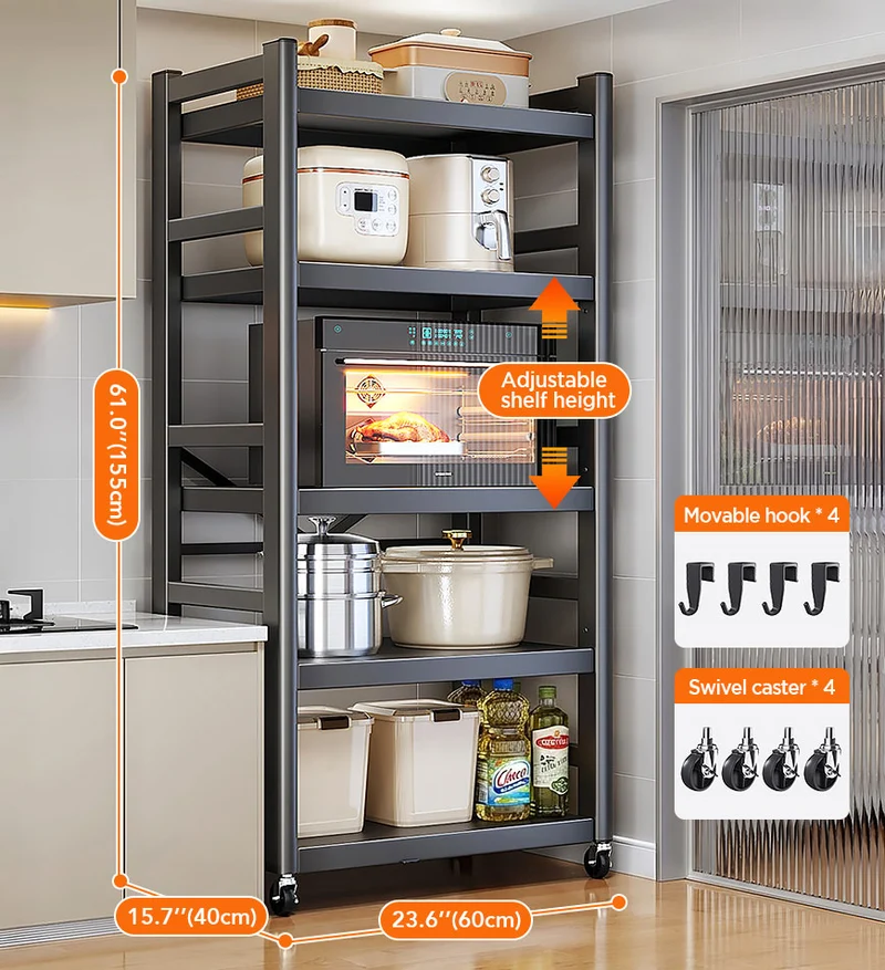 Joybos® Étagère de rangement étroite pour cuisine, support multi-niveaux pour micro-ondes, robuste et pliable F273