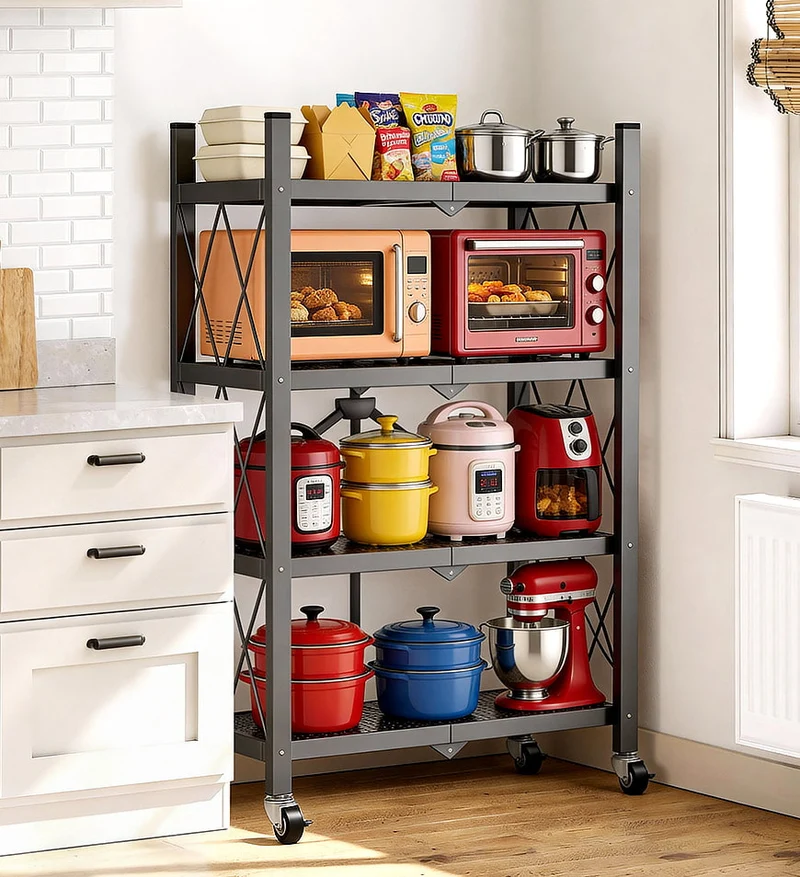 Joybos® Étagères de Rangement Pliables en Métal Robustes avec Roues F242