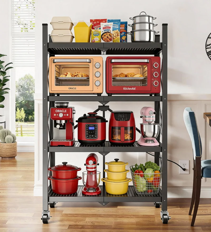 Joybos® Étagères de Rangement Pliables en Métal Robustes avec Roues F242
