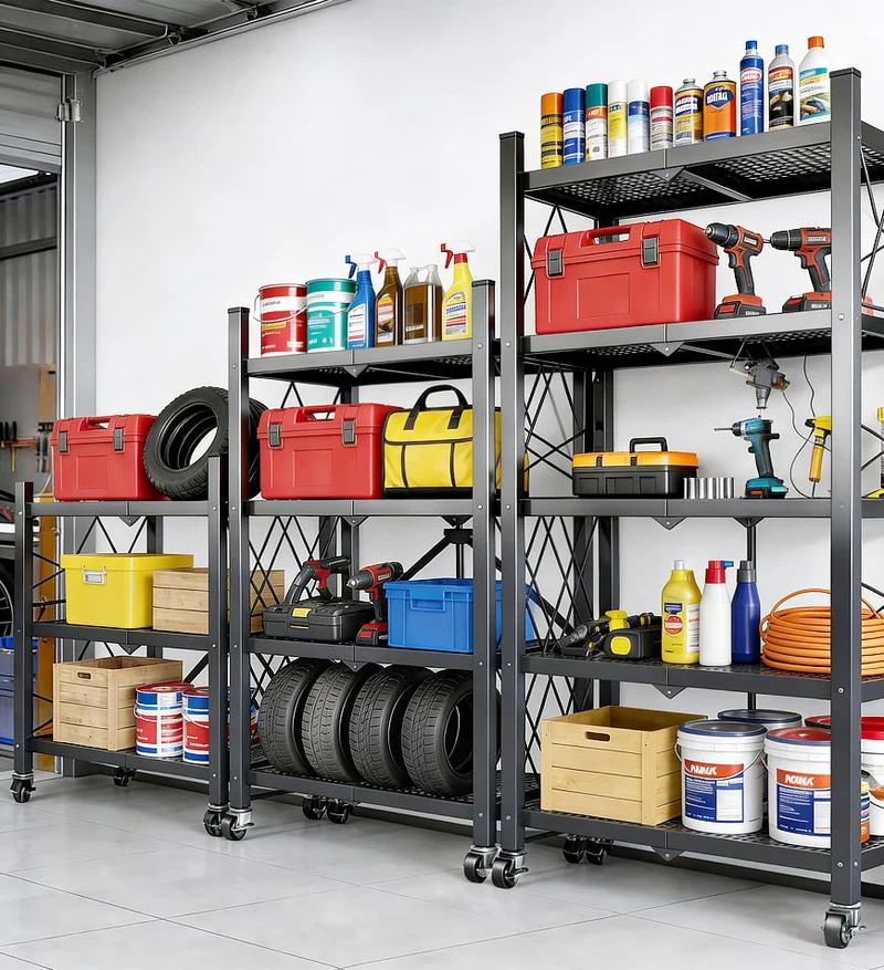 Joybos® Étagères de Rangement Pliables en Métal Robustes avec Roues F242