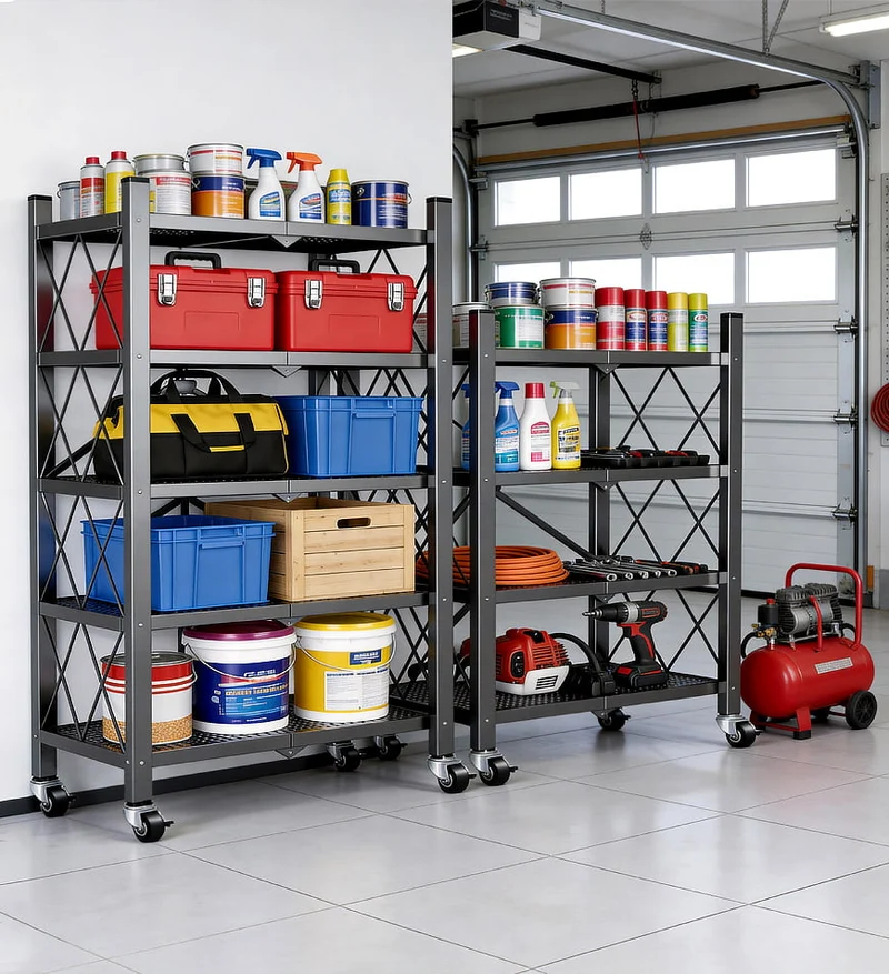 Joybos® Étagères de Rangement Pliables en Métal Robustes avec Roues F242