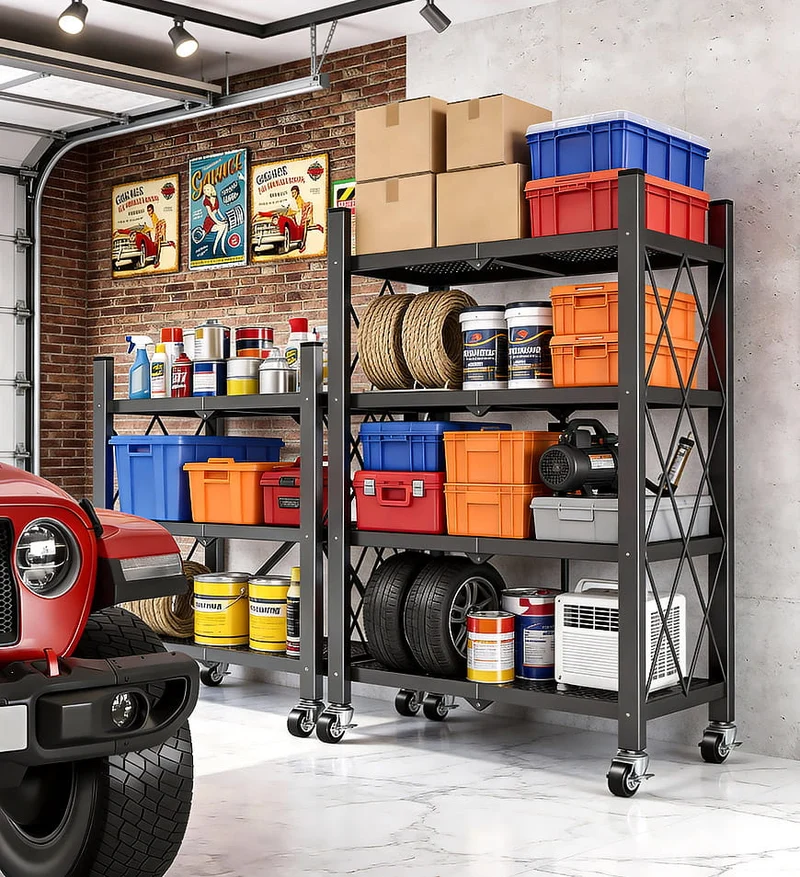 Joybos® Étagères de Rangement Pliables en Métal Robustes avec Roues F242