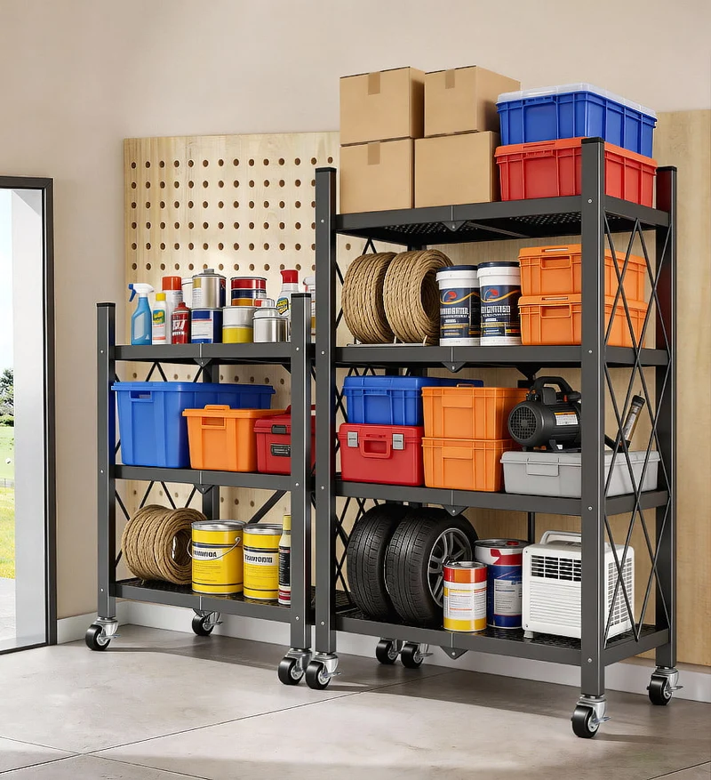 Joybos® Étagères de Rangement Pliables en Métal Robustes avec Roues F242