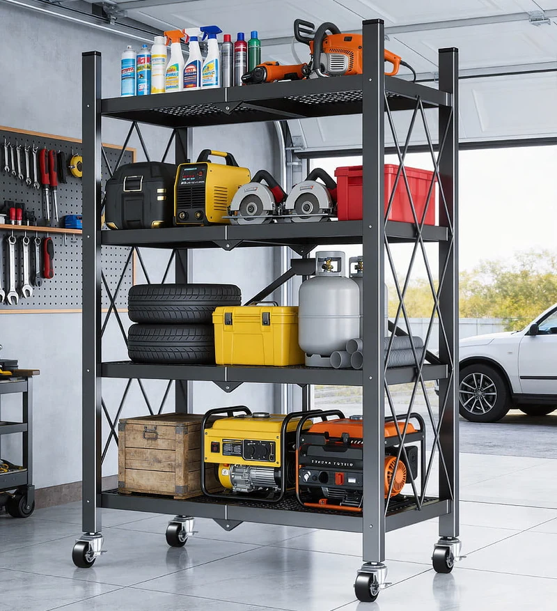 Joybos® Étagères de Rangement Pliables en Métal Robustes avec Roues F242