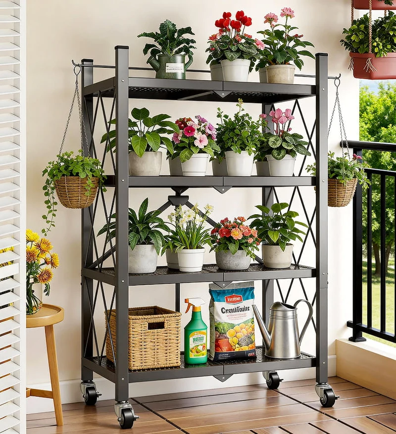 Joybos® Étagères de Rangement Pliables en Métal Robustes avec Roues F242