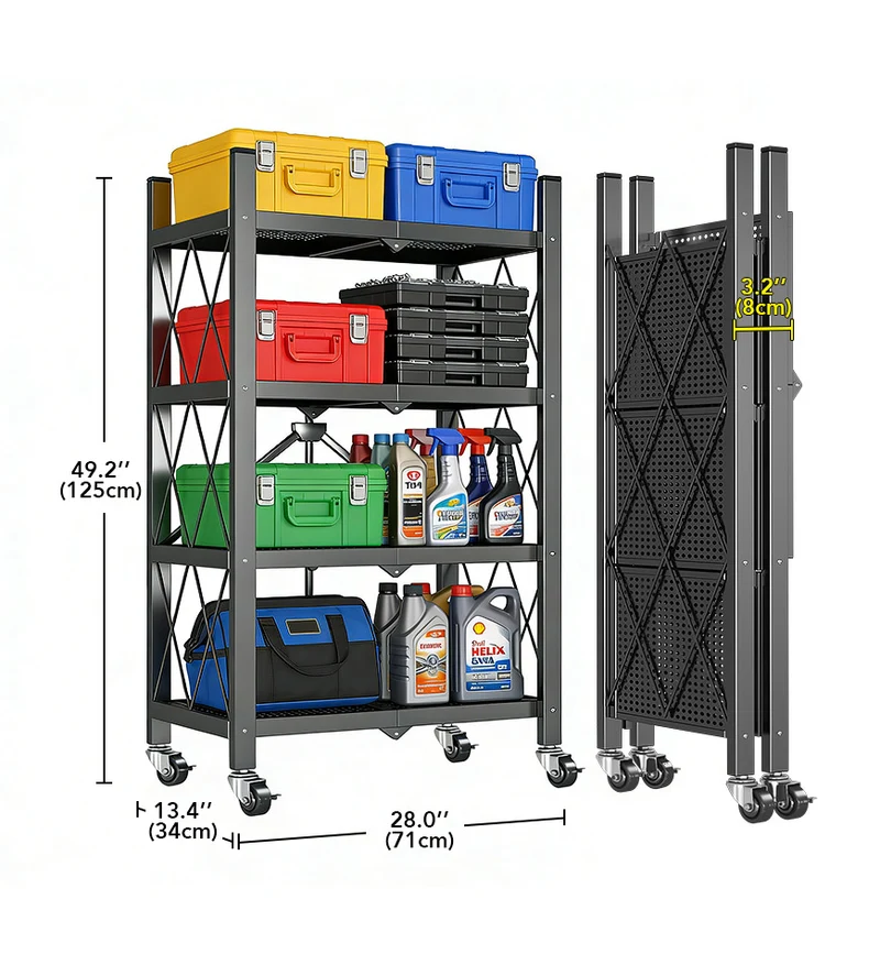 Joybos® Étagères de Rangement Pliables en Métal Robustes avec Roues F242