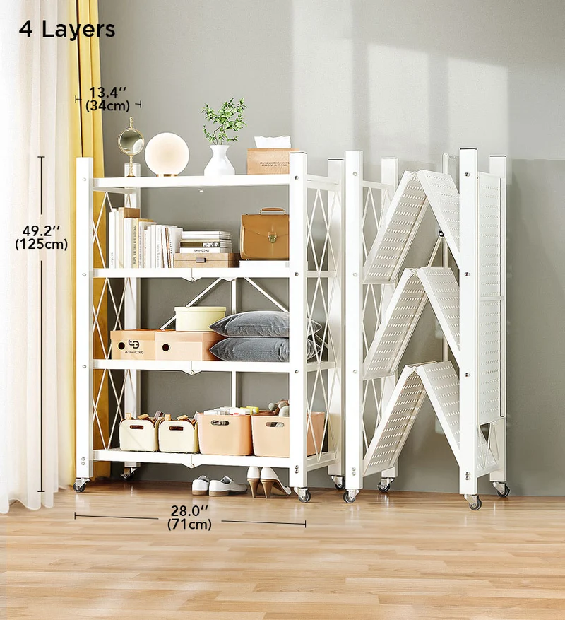 Joybos® Étagères de Rangement Pliables en Métal Robustes avec Roues F242