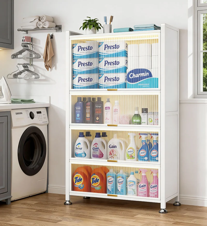 Joybos® Armoires de Rangement en Métal à 5 Niveaux avec Portes Transparentes F561