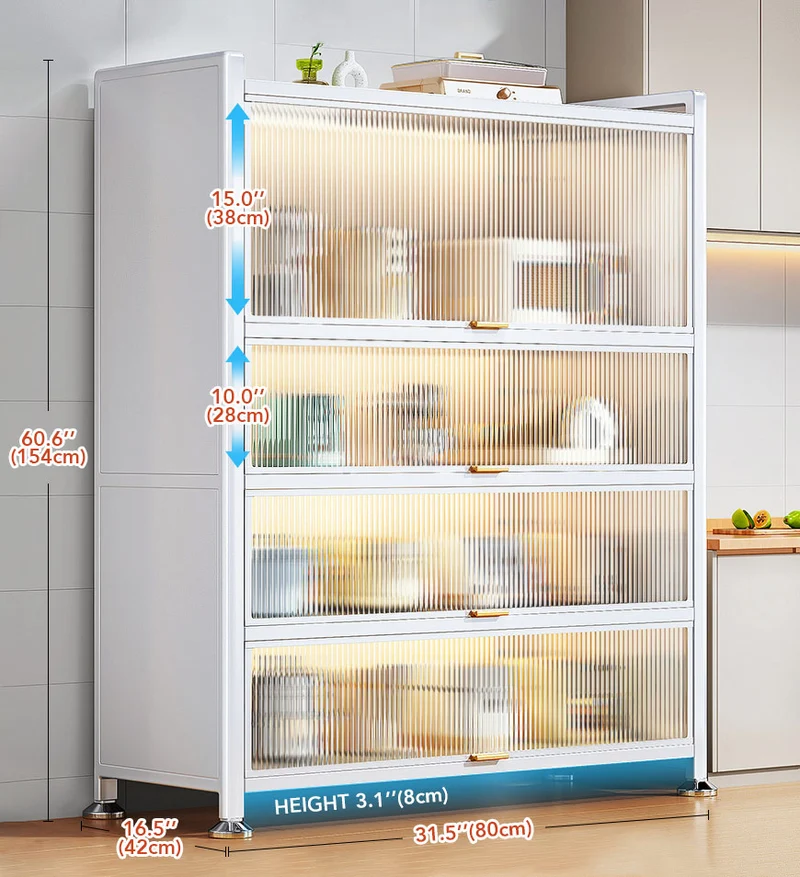 Joybos® Armoires de Rangement en Métal à 5 Niveaux avec Portes Transparentes F561