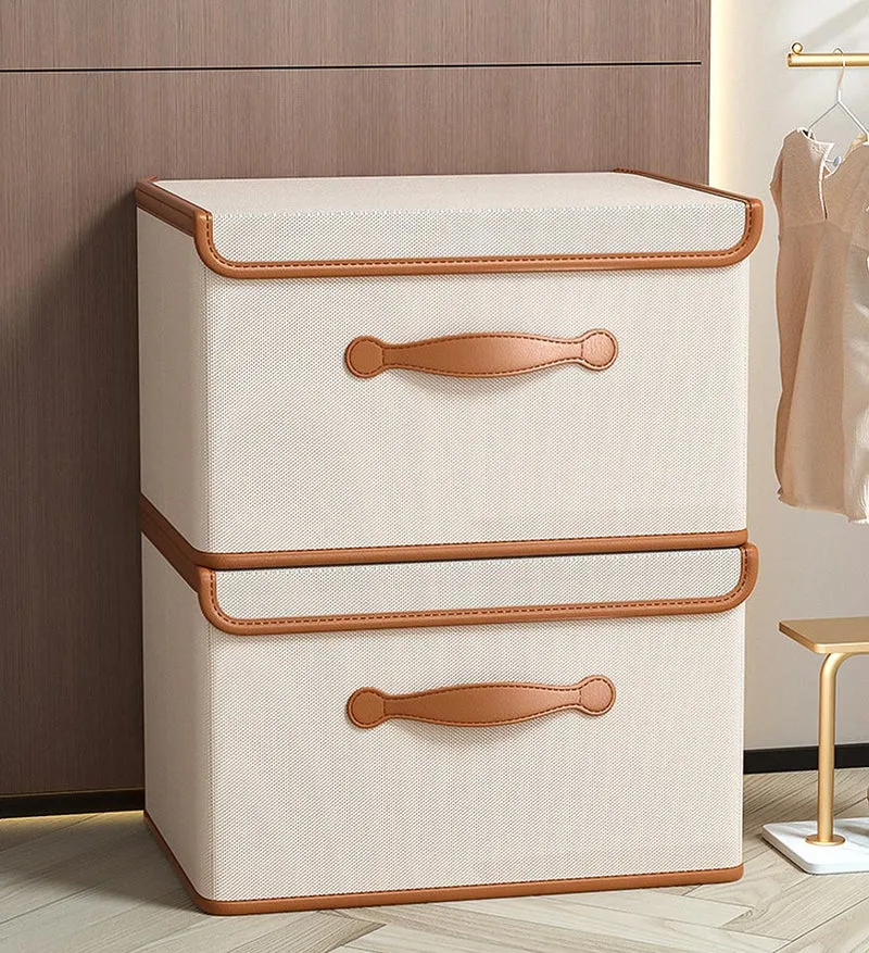 Joybos® Boîtes de Rangement Pliables avec Couvercles et Poignée en Cuir
