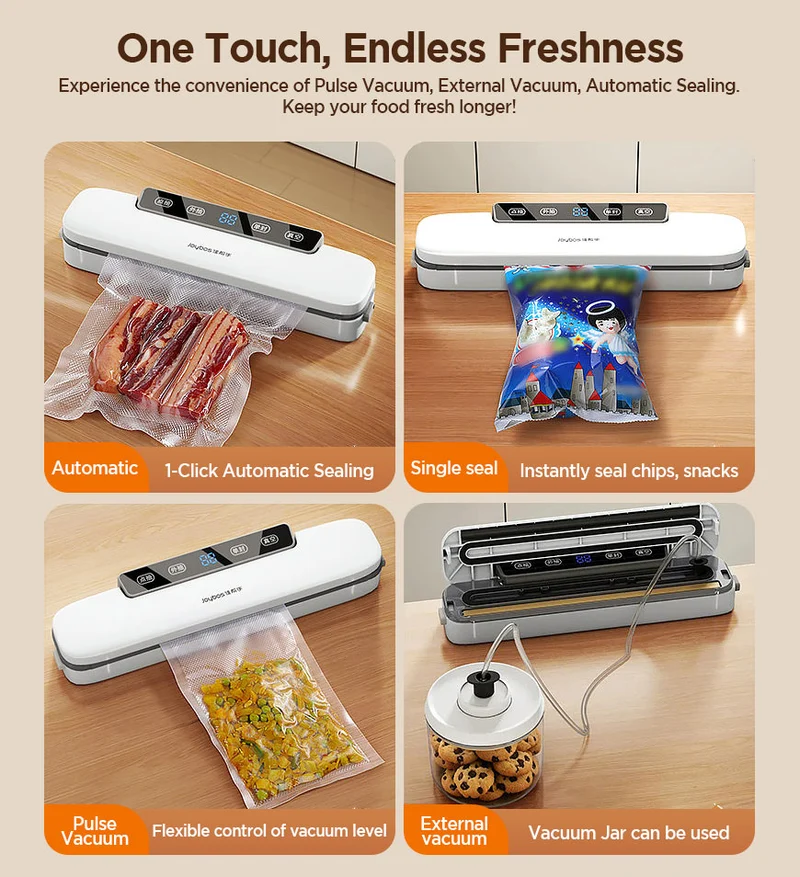 Joybos® Système de mise sous vide , modes sec/humide, machine de scellage automatique (avec 10 sacs) F268
