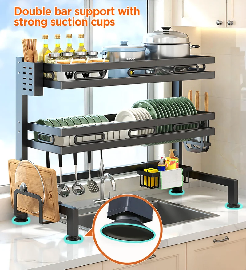 Joybos® Organisateur de cuisine robuste avec égouttoir et bac de récupération F246