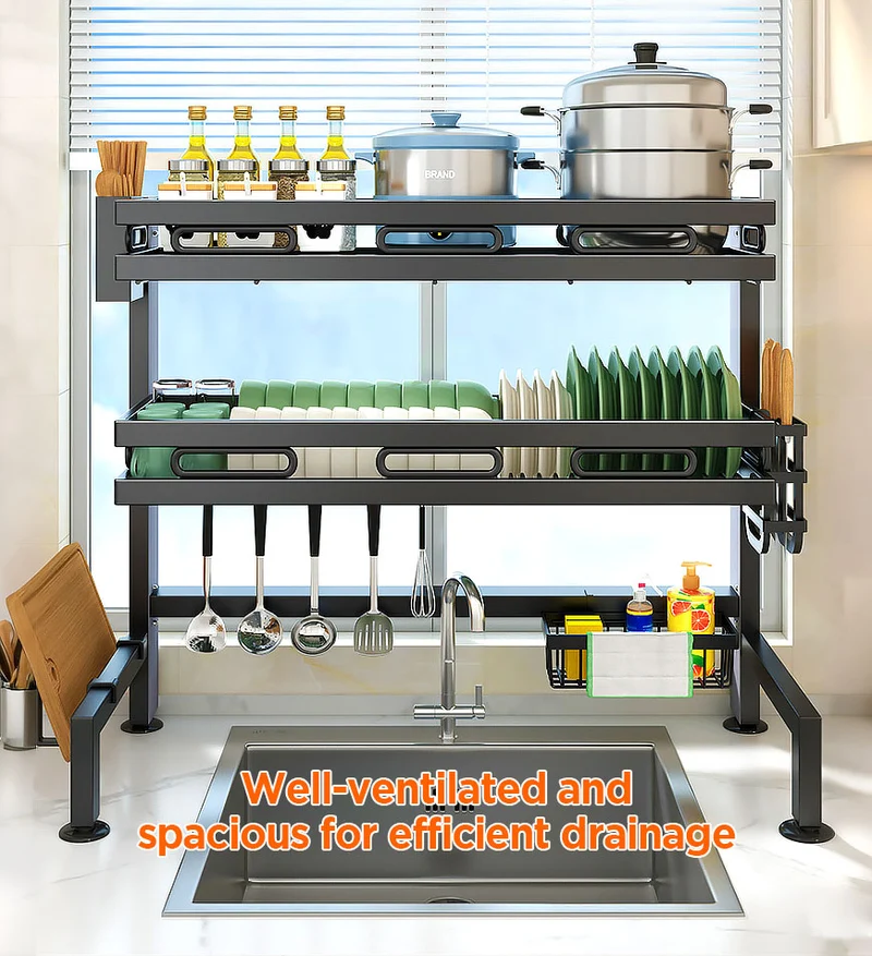 Joybos® Organisateur de cuisine robuste avec égouttoir et bac de récupération F246