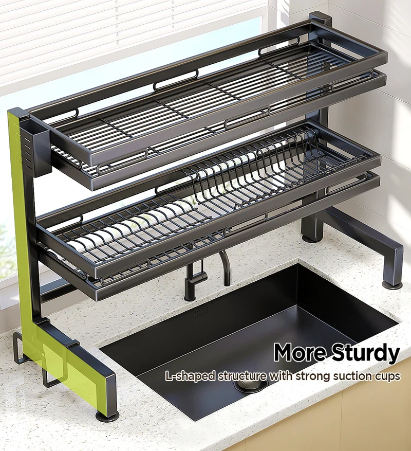 Joybos® Organisateur de cuisine robuste avec égouttoir et bac de récupération F246