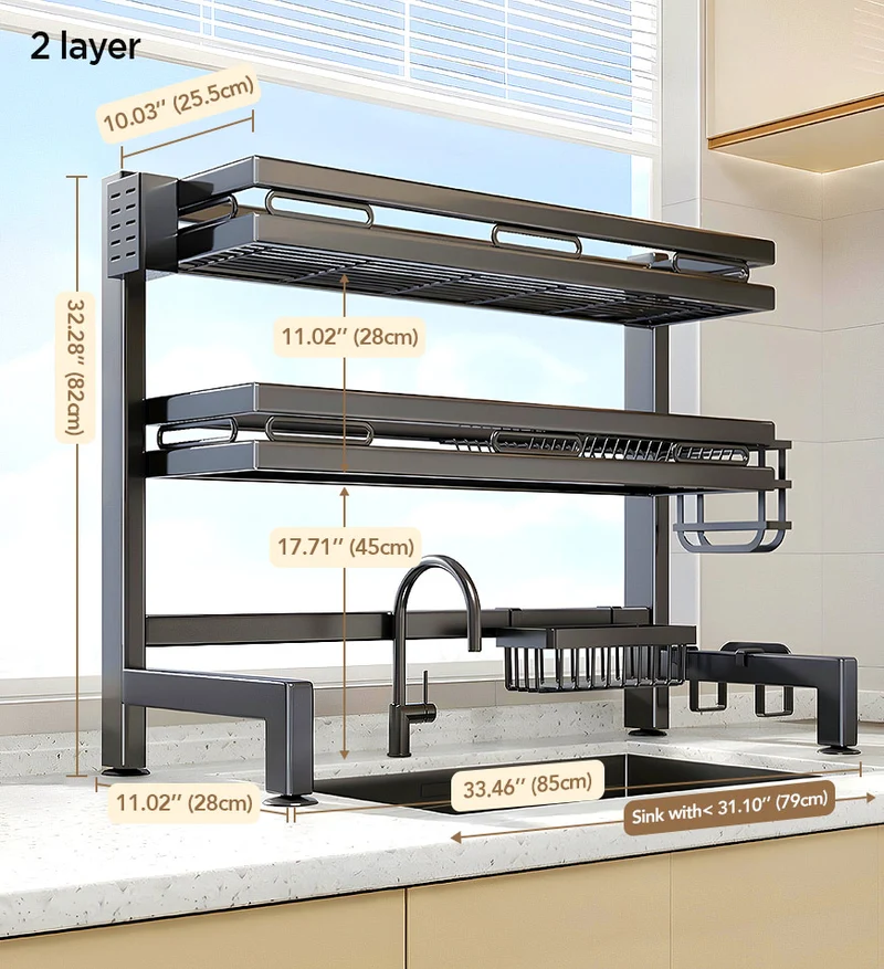 Joybos® Organisateur de cuisine robuste avec égouttoir et bac de récupération F246