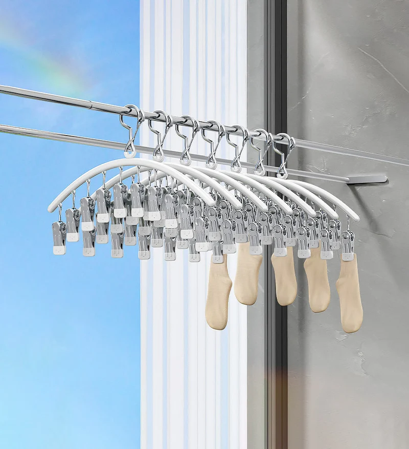 Joybos® Séchoir à linge en acier inoxydable, cintres coupe-vent F247