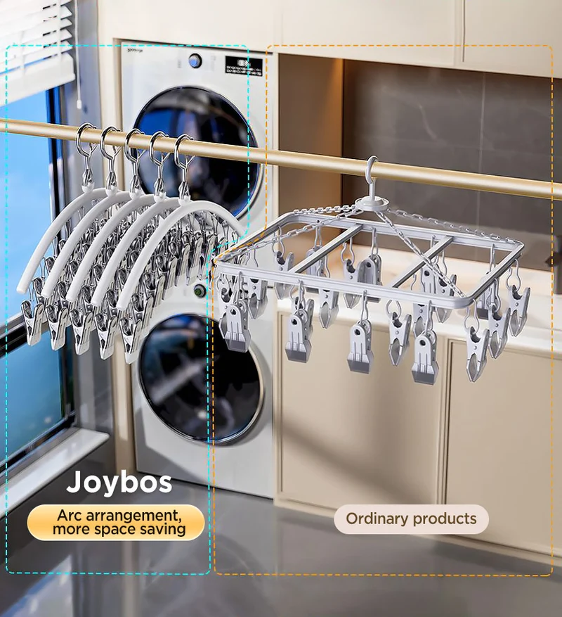 Joybos® Séchoir à linge en acier inoxydable, cintres coupe-vent F247