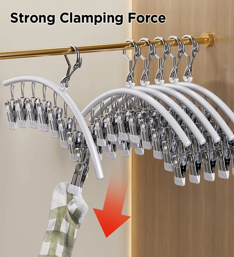Joybos® Séchoir à linge en acier inoxydable, cintres coupe-vent F247