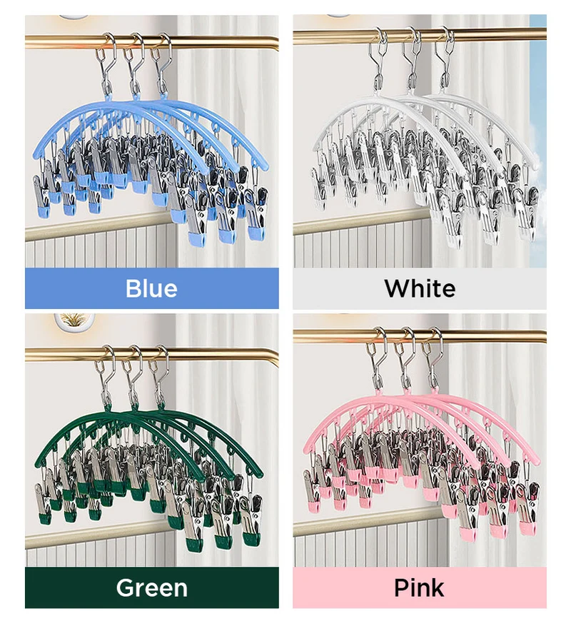 Joybos® Séchoir à linge en acier inoxydable, cintres coupe-vent F247