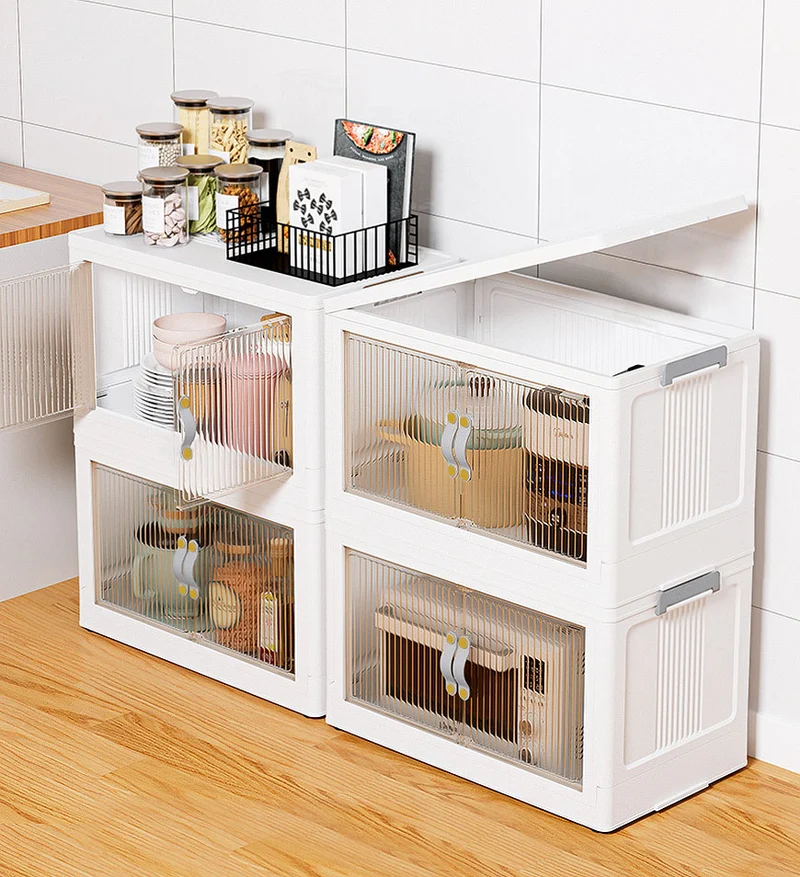 Joybos®Bacs de Rangement Empilables avec Couvercles et Portes